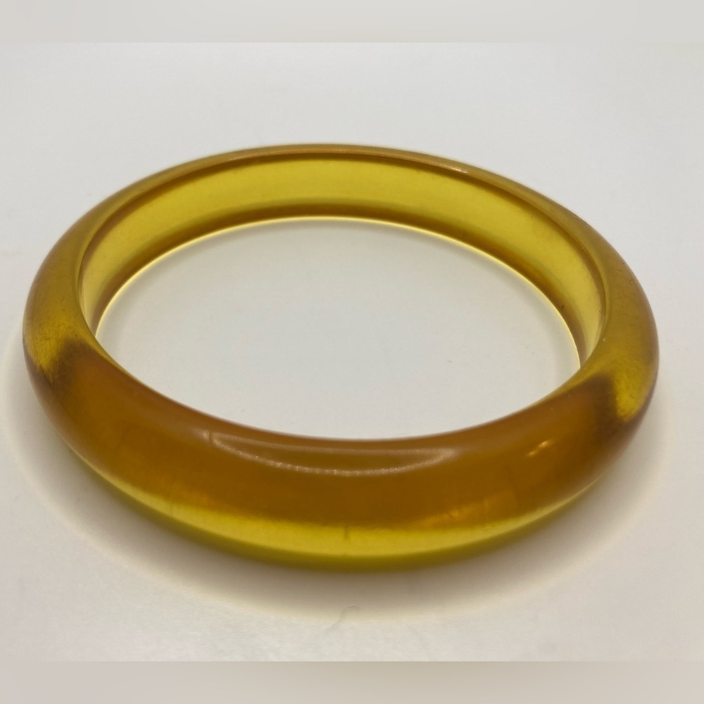 Bakelite 1930s Vintage Clear Translucent Apple Juice Colored Bangle Bracelet Euc